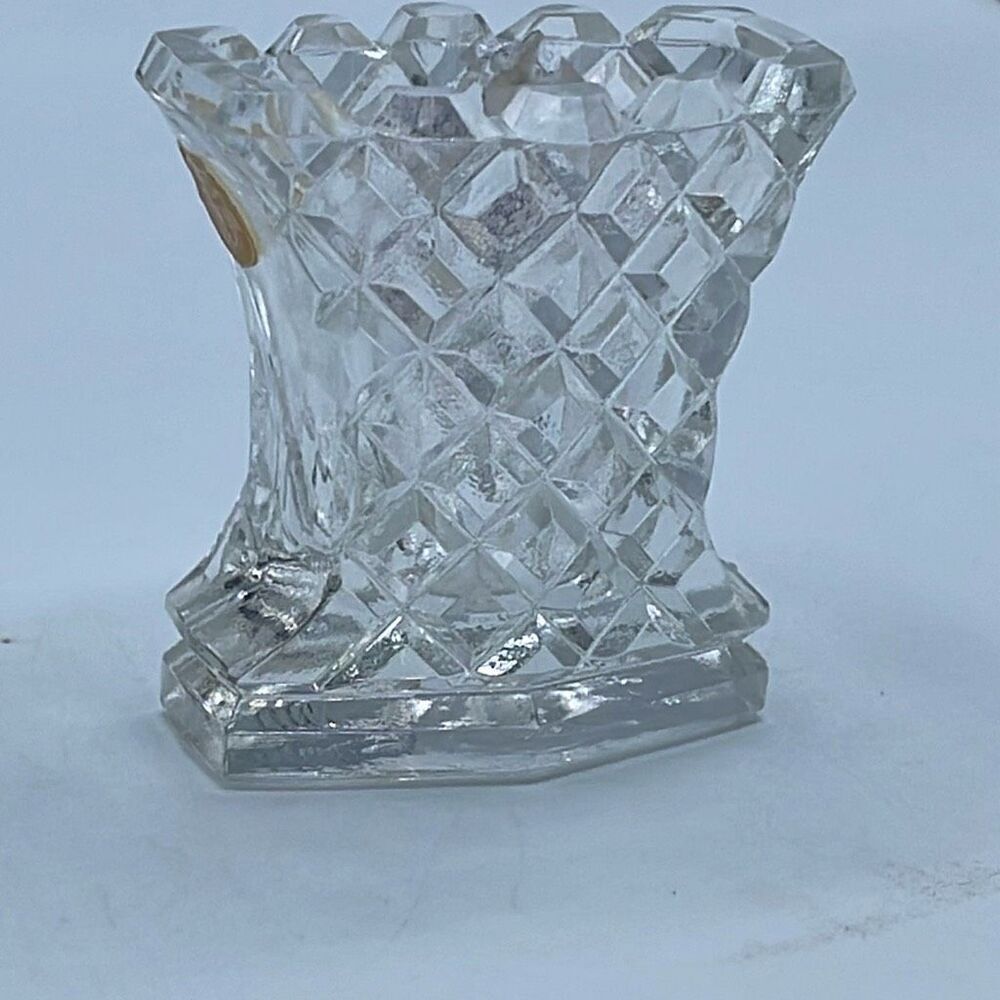 Bohemia cut glass toothpick holder.